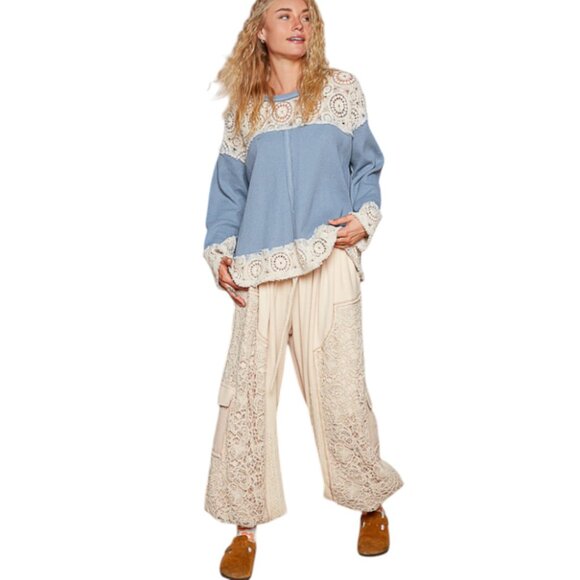 #2 POL LONG SLEEVE TOP LIGHTWEIGHT BLUE SO NICE!! (1SM) (1MD) LEFT - Picture 1 of 9